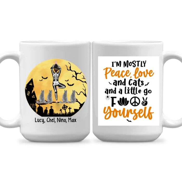 Personalized Mug, Yoga Witch And Cats - Halloween Gift, Gift For Yoga And Cat Lovers