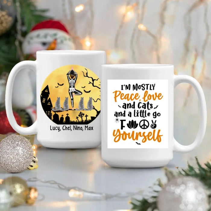 Personalized Mug, Yoga Witch And Cats - Halloween Gift, Gift For Yoga And Cat Lovers