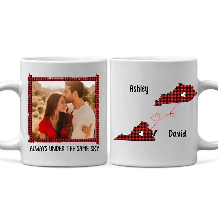 Personalized Mug, Always Under The Same Sky, Photo Upload Gifts, Custom Long Distance Relationship Gift