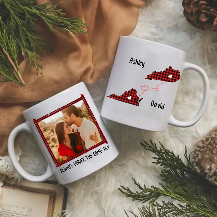 Personalized Mug, Always Under The Same Sky, Photo Upload Gifts, Custom Long Distance Relationship Gift