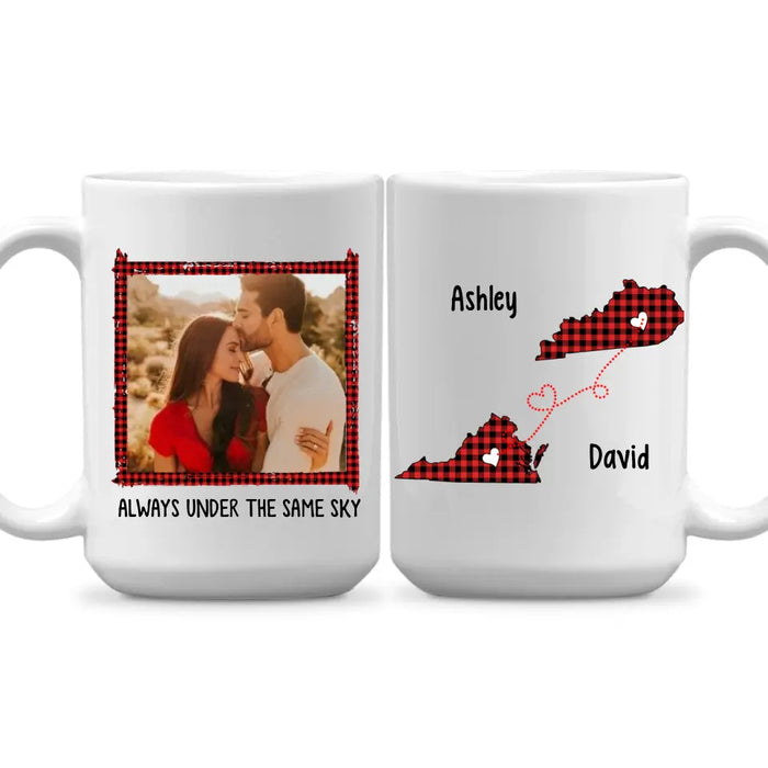 Personalized Mug, Always Under The Same Sky, Photo Upload Gifts, Custom Long Distance Relationship Gift