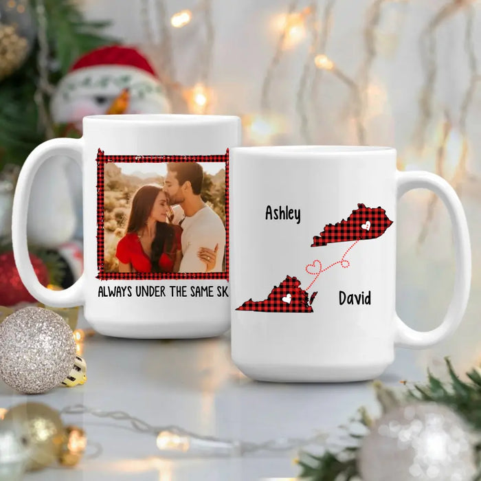 Personalized Mug, Always Under The Same Sky, Photo Upload Gifts, Custom Long Distance Relationship Gift