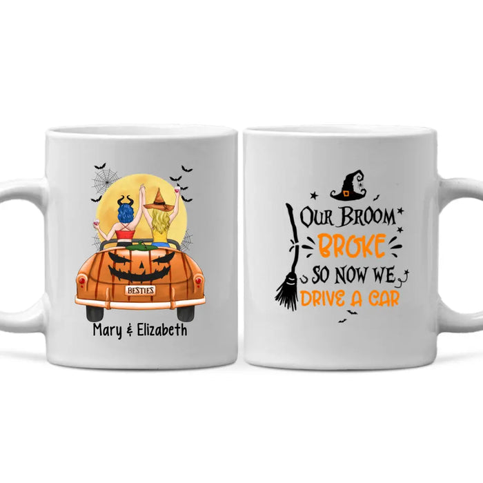 Personalized Mug, Besties In Car - Halloween Gift, Gift For Sisters, Best Friends