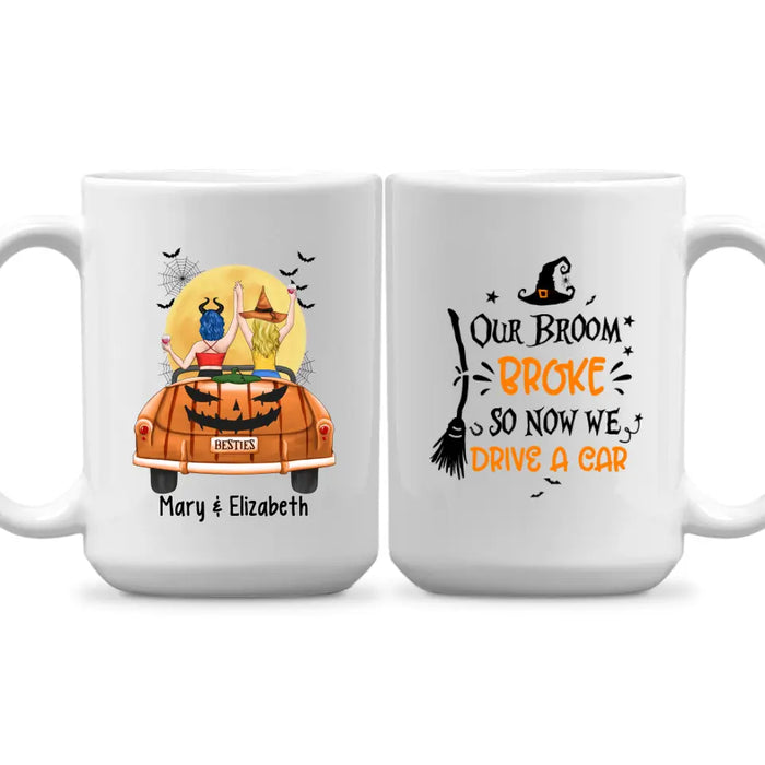 Personalized Mug, Besties In Car - Halloween Gift, Gift For Sisters, Best Friends