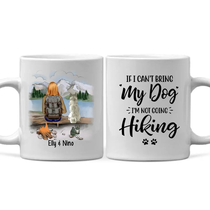 Personalized Mug, Hiking Woman With Dogs, Gift For Hikers And Dog Lovers