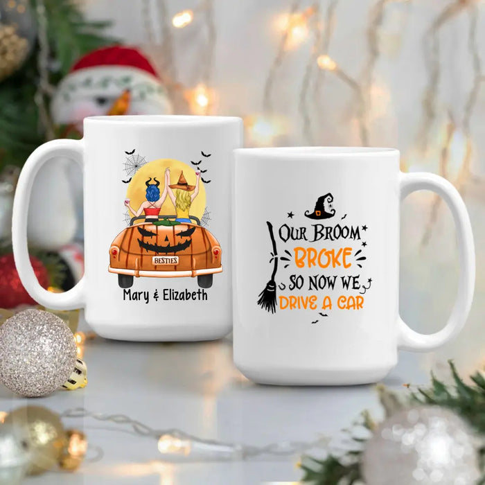 Personalized Mug, Besties In Car - Halloween Gift, Gift For Sisters, Best Friends