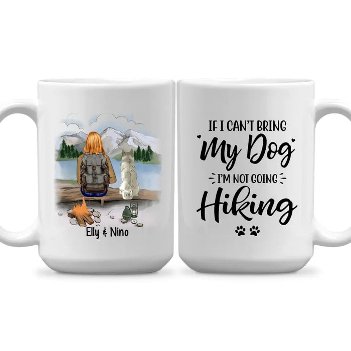 Personalized Mug, Hiking Woman With Dogs, Gift For Hikers And Dog Lovers