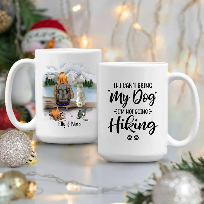 Personalized Mug, Hiking Woman With Dogs, Gift For Hikers And Dog Lovers