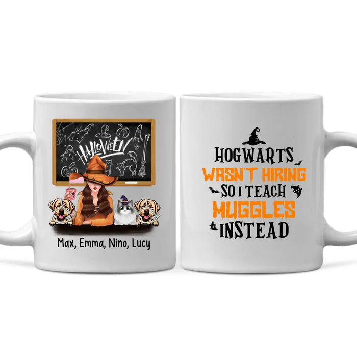 Personalized Mug, You Can't Scare Me I'm A Teacher - Halloween Gift, Gift For Teachers And Dog Lovers, Cat Lovers