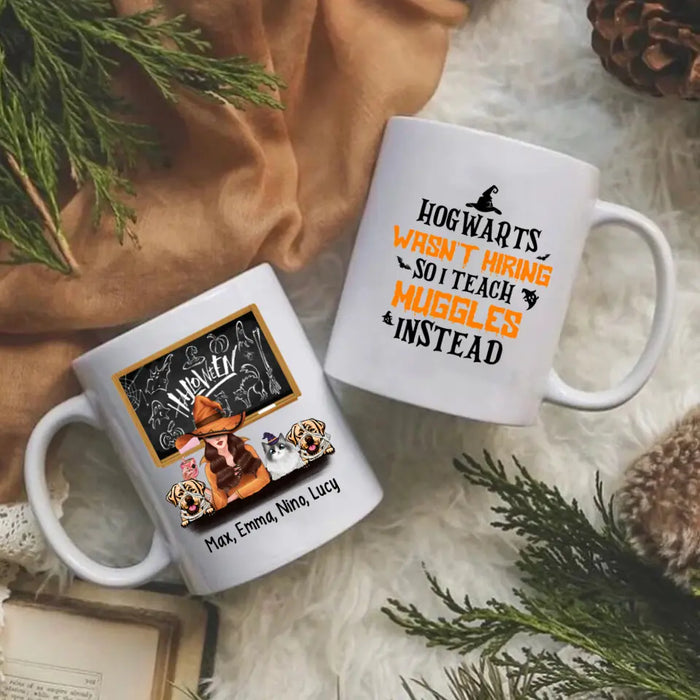 Personalized Mug, You Can't Scare Me I'm A Teacher - Halloween Gift, Gift For Teachers And Dog Lovers, Cat Lovers