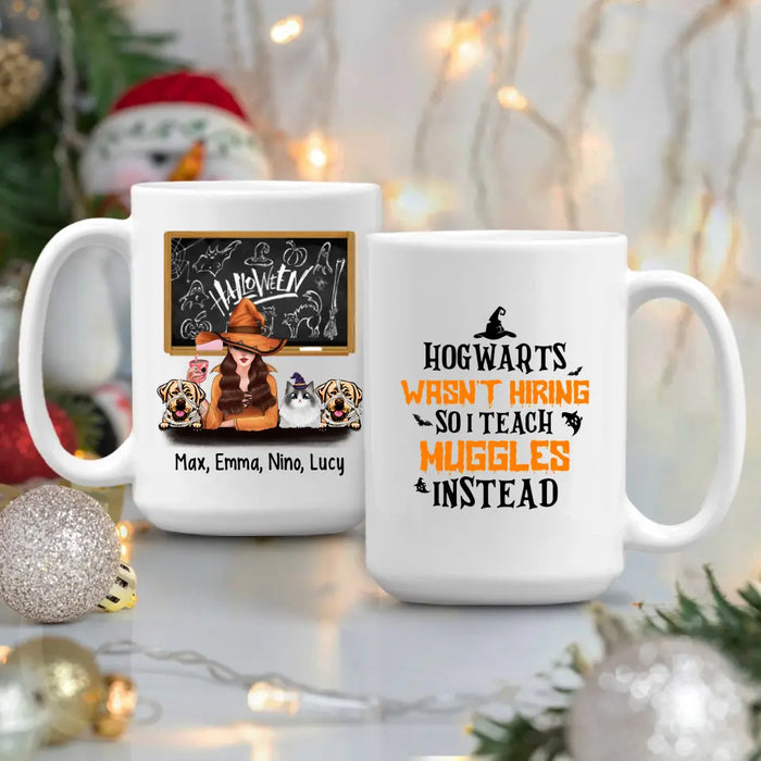 Personalized Mug, You Can't Scare Me I'm A Teacher - Halloween Gift, Gift For Teachers And Dog Lovers, Cat Lovers