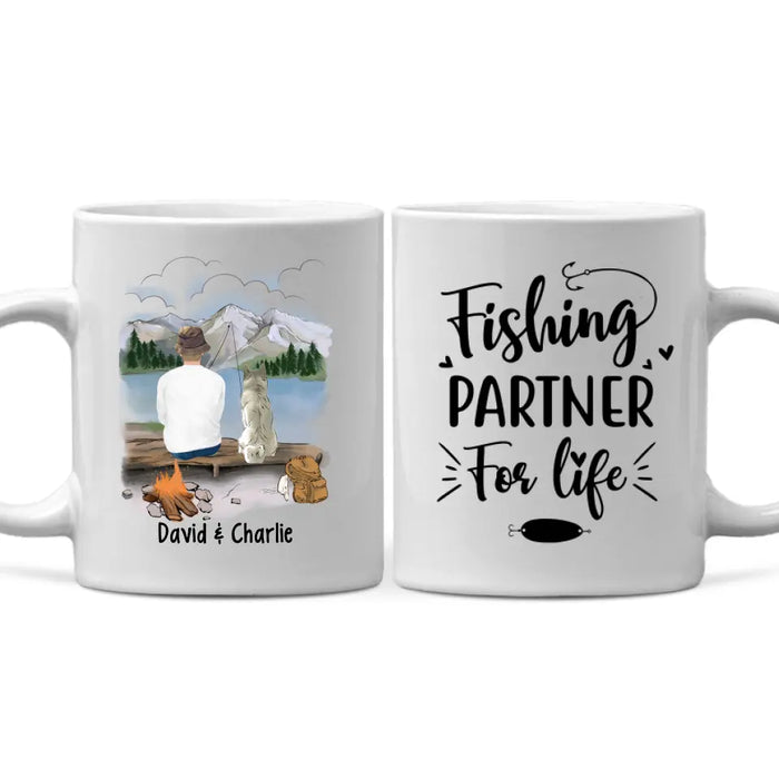 Personalized Mug, Fishing Man With Dogs, Gift For Fishers And Dog Lovers