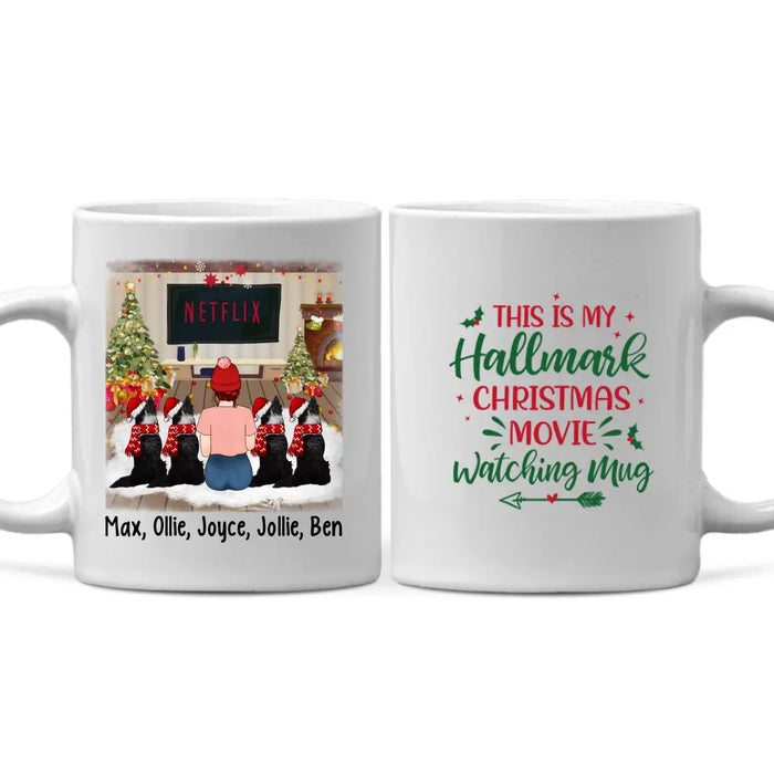 Personalized Mug, Christmas Girl And Dogs, Gift For Dog Lovers