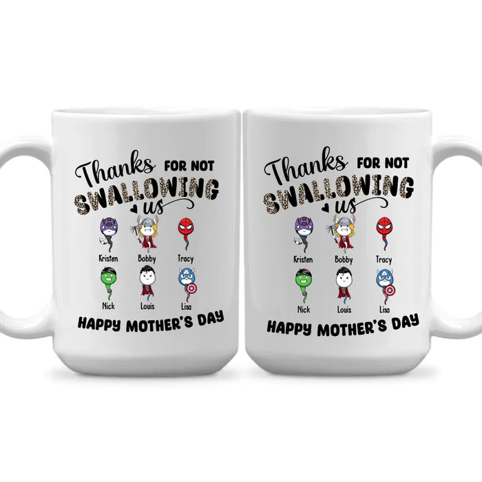 Thanks for Not Swallowing Us - Personalized Gifts Custom Funny Mug for Mom, Mother's Day Gift