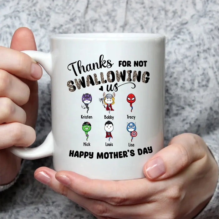 Thanks for Not Swallowing Us - Personalized Gifts Custom Funny Mug for Mom, Mother's Day Gift