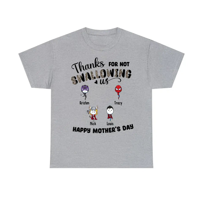 Thanks for Not Swallowing Us - Personalized Gifts Custom Funny Shirt for Mom, Mother's Gift