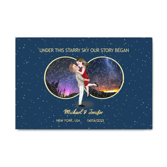 Under This Starry Sky Our Story Began - Personalized Gifts Custom Constellation Star Map Canvas For Couples, Anniversary Gift