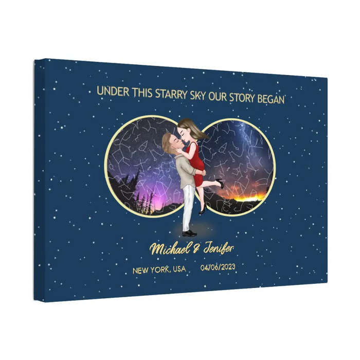 Under This Starry Sky Our Story Began - Personalized Gifts Custom Constellation Star Map Canvas For Couples, Anniversary Gift