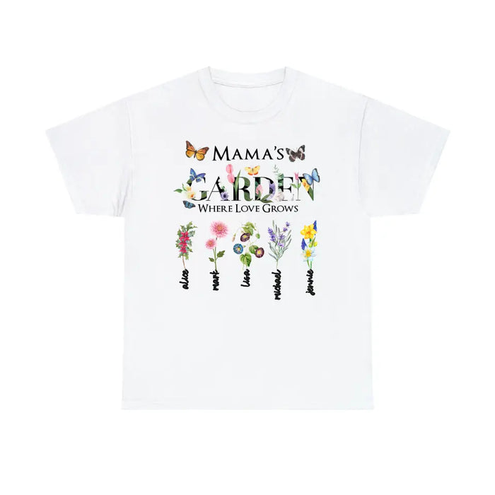 Custom Mama's Garden Where Love Grows Shirt, Birth Month Flower Shirt, Grandma's Garden, Mothers Day Gift, Custom Mom Tee, Custom Kids Name Shirt