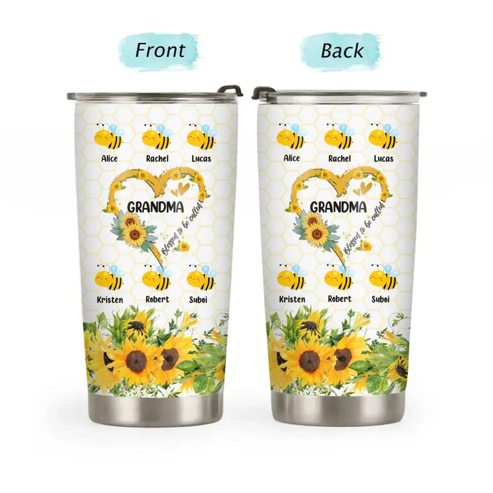 Blessed To Be Called Grandma - Personalized Grandma Bee Tumbler with Grandkids Names, Gifts For Grandmother, Nana