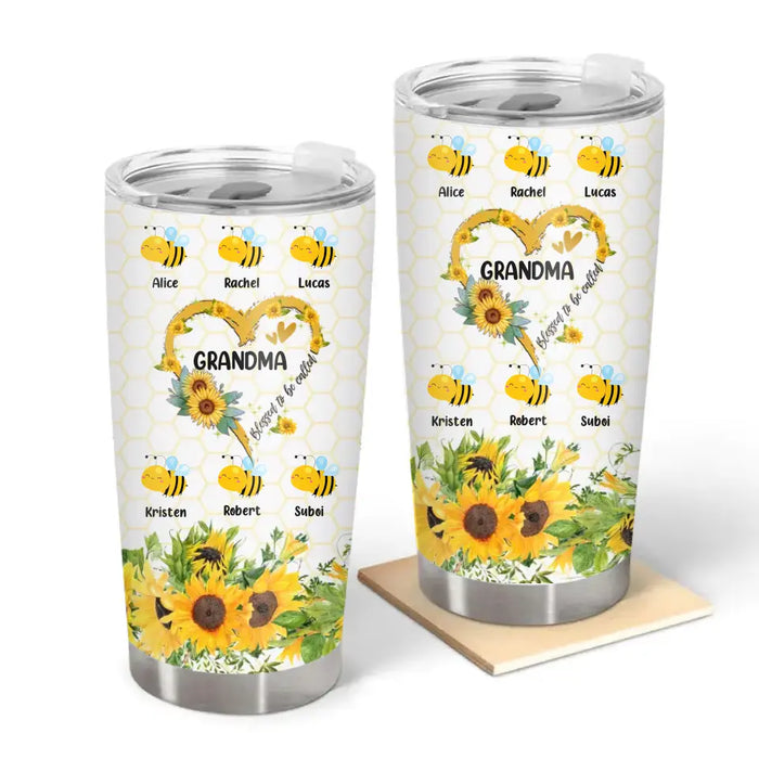 Blessed To Be Called Grandma - Personalized Grandma Bee Tumbler with Grandkids Names, Gifts For Grandmother, Nana