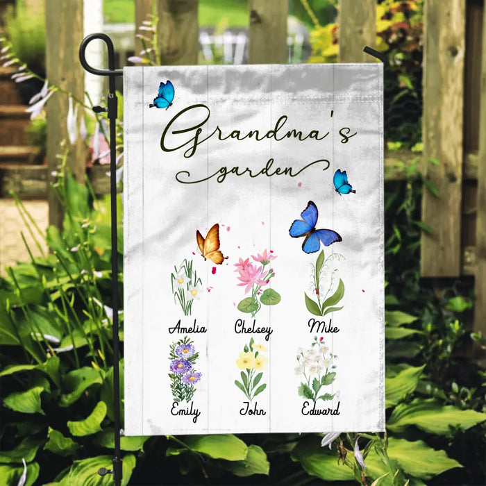 Grandma's Garden - Mother's Day Personalized Gifts Custom Flower Garden Flag for Grandma, Flower Lovers