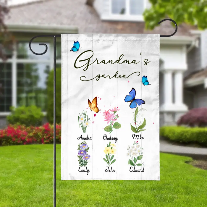 Grandma's Garden - Mother's Day Personalized Gifts Custom Flower Garden Flag for Grandma, Flower Lovers