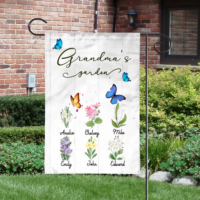 Grandma's Garden - Mother's Day Personalized Gifts Custom Flower Garden Flag for Grandma, Flower Lovers