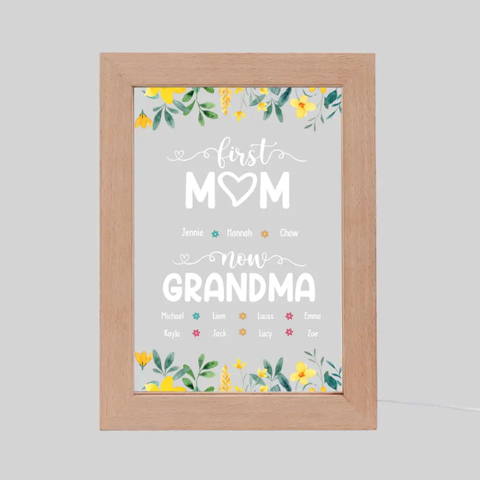 First Mom Now Grandma with Grandkids Name - Personalized Gifts Custom Frame Lamp for Mom, Mother's Day Gift