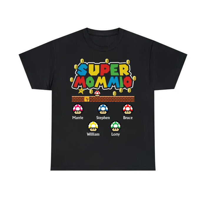 Super Mommio Funny Mom Shirt - Personalized Gifts Custom Gamer Shirt for Family for Mom, Gamer