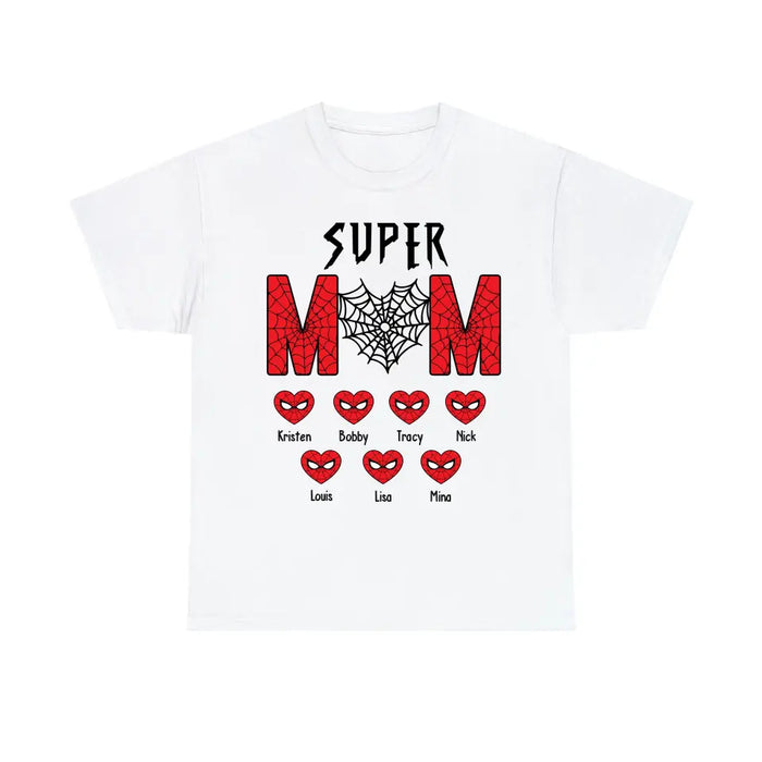 Super Mom Spider - Personalized Mothers Day Shirts with Kids Name Shirt, Unique Gift for Mom