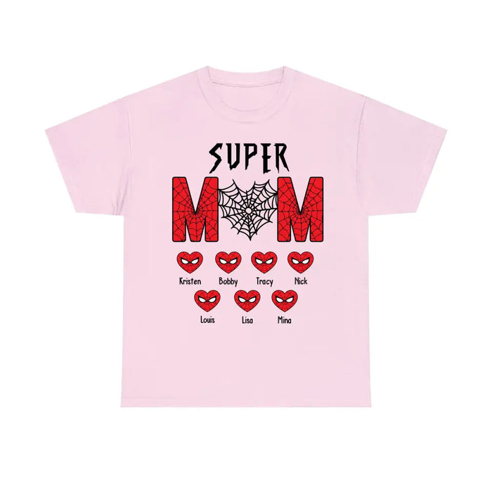 Super Mom Spider - Personalized Mothers Day Shirts with Kids Name Shirt, Unique Gift for Mom