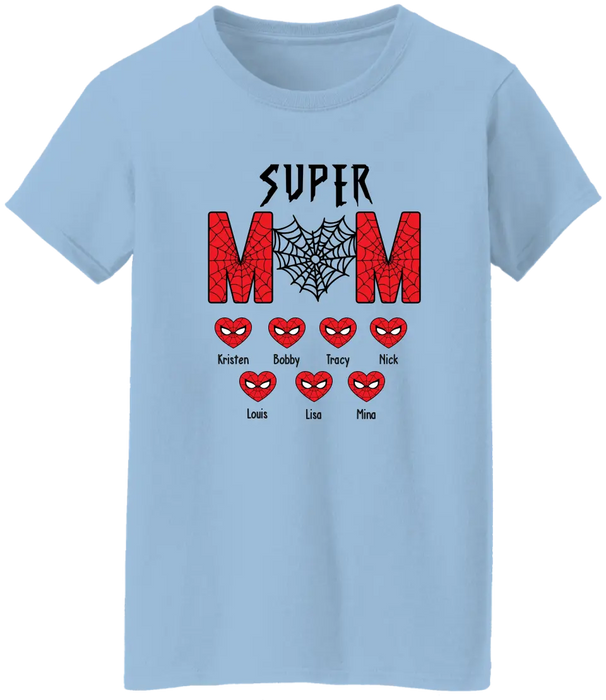 Super Mom Spider - Personalized Mothers Day Shirts with Kids Name Shirt, Unique Gift for Mom