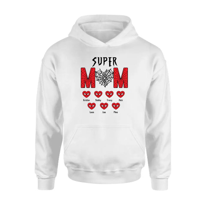 Super Mom Spider - Personalized Mothers Day Shirts with Kids Name Shirt, Unique Gift for Mom