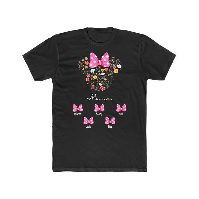 Mouse Ears Mama Flower - Personalized Mothers Day Shirts with Kids Name Shirt, Unique Gift for Mom