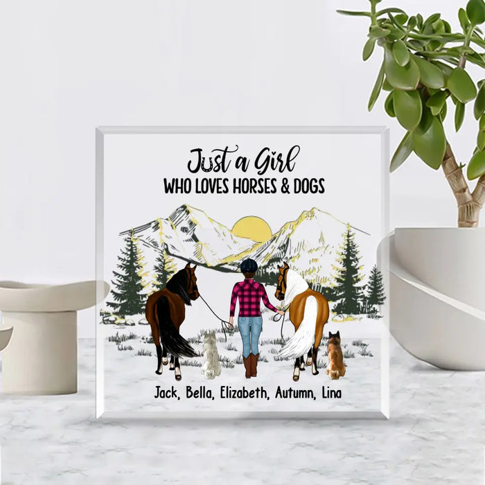 Just A Girl Who Loves Horses & Dogs - Personalized Gifts Custom Acrylic Plaque for Her, Dog Horse Lovers, Mother's Day Gift