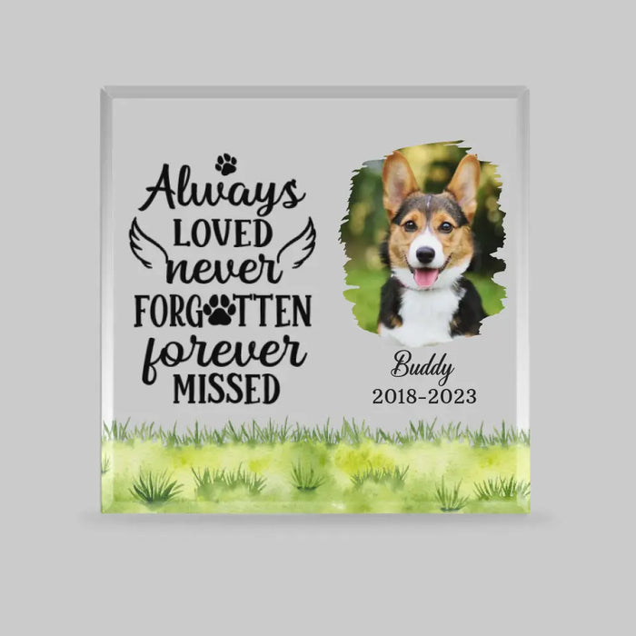 Always Loved Never Forgotten - Personalized Photo Upload Gifts Custom Memorial Acrylic Plaque for Loss of Pet, Dog Cat Loss Sympathy Gifts