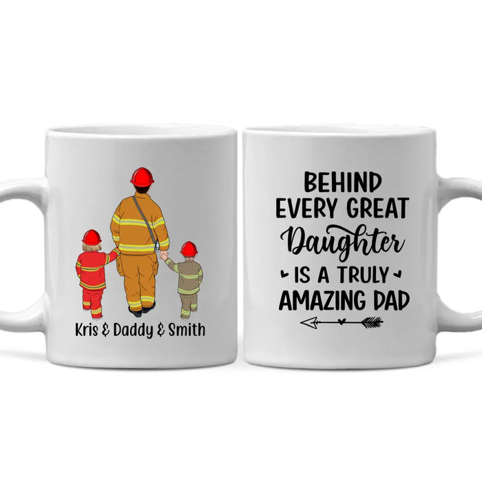 Behind Every Great - Personalized Gifts Custom Firefighter Mug for Dad, Firefighter Gifts