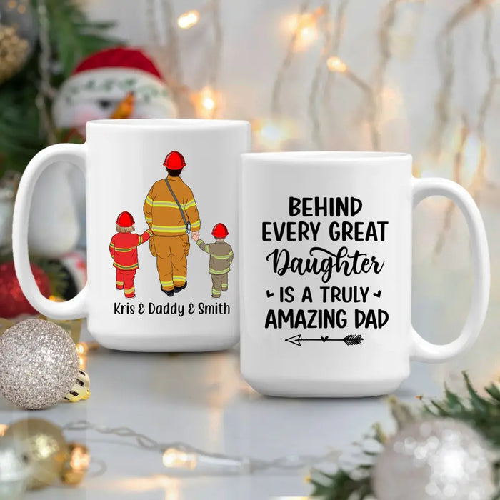 Behind Every Great - Personalized Gifts Custom Firefighter Mug for Dad, Firefighter Gifts