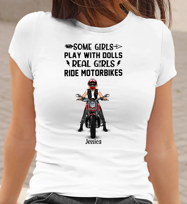 Personalized T-shirt, Biker Girl, Real Girls Ride Motorbike, Gift for Motorcycle Lovers