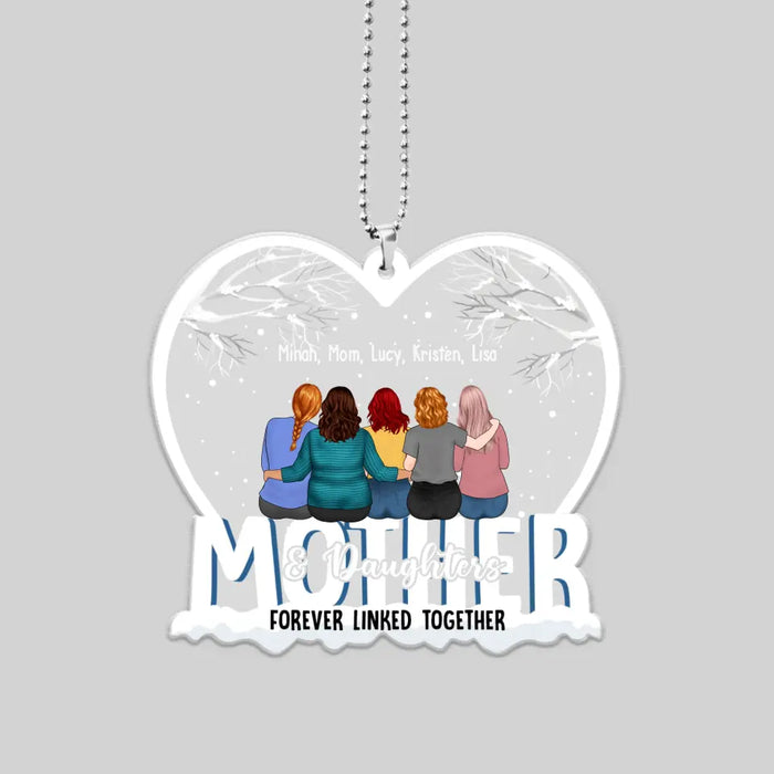 Mother And Daughter Forever Linked Together - Personalized Gifts Custom Car Ornament For Mom, Mother's Gift