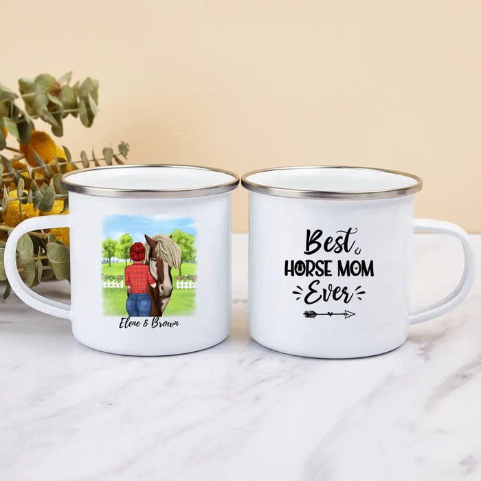 Best Horse Mom Ever - Personalized Campfire Mug For Mom, Horse Lovers