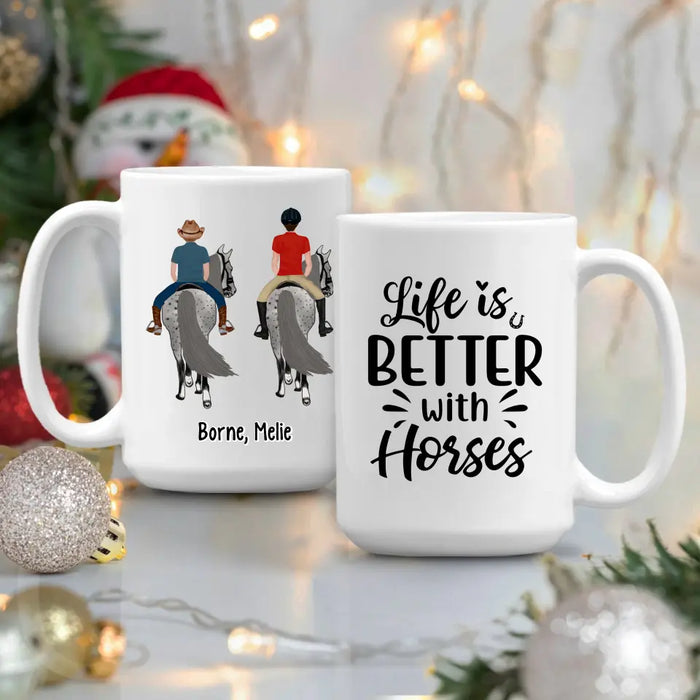 Life Is Better With Horses - Personalized Gifts Custom Horse Mug for Mom, Horse Lovers