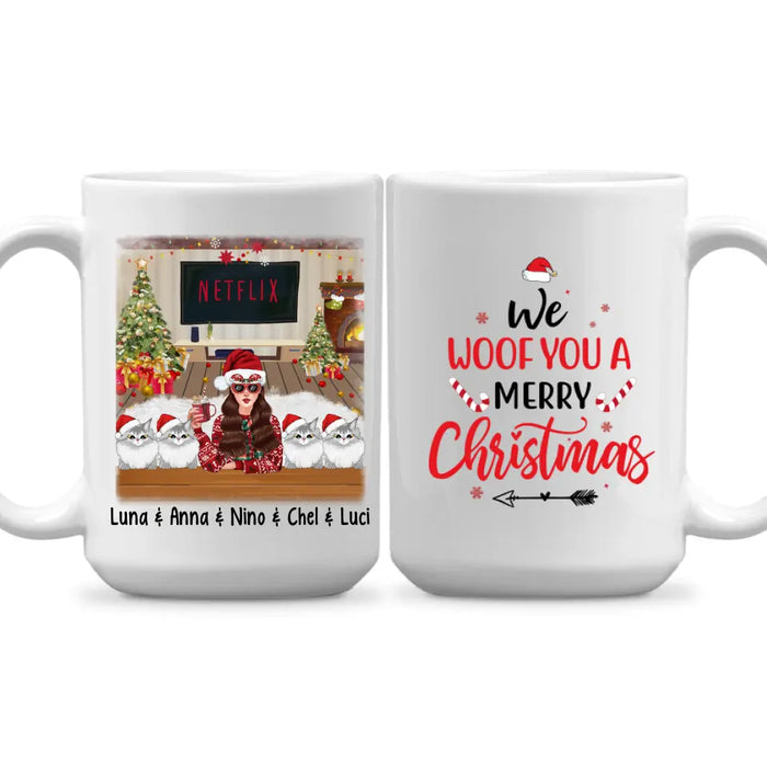 Personalized Mug, We Woof You A Merry Christmas, Christmas Gift For Cat Lovers