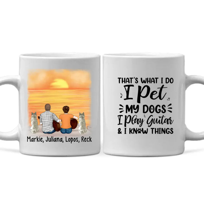 Personalized Mug, Guitar Couple With Dogs, Gift For Guitar And Dog Lovers