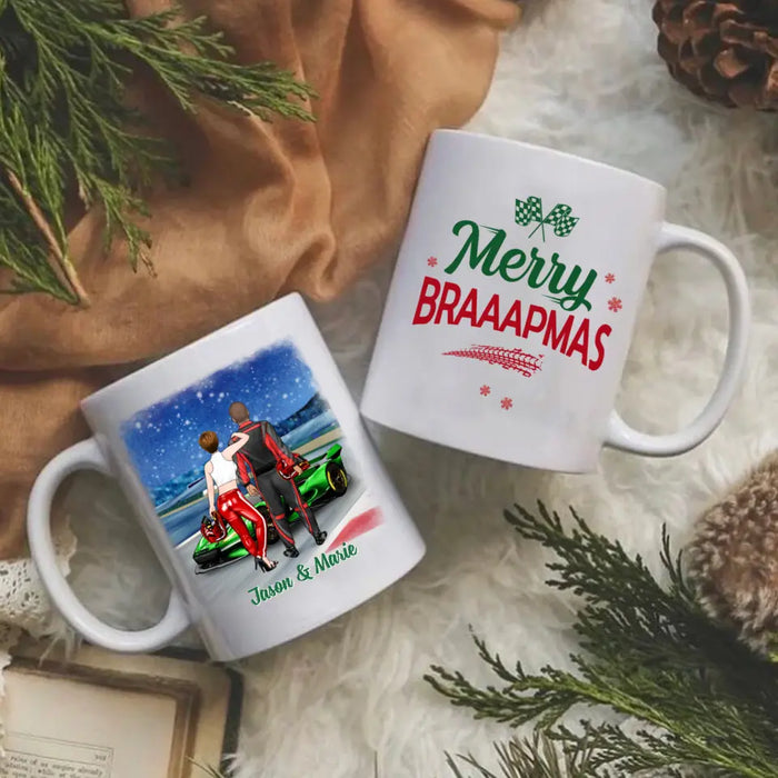 Personalized Mug, Have Yourself A Braaaping Christmas, Racing Couple, Christmas Gift For Racing Lovers, Couples