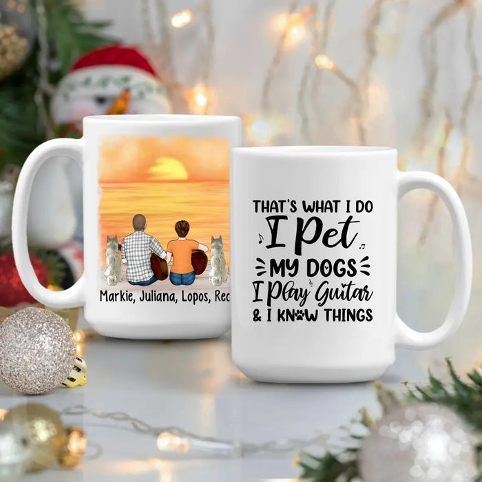 Personalized Mug, Guitar Couple With Dogs, Gift For Guitar And Dog Lovers