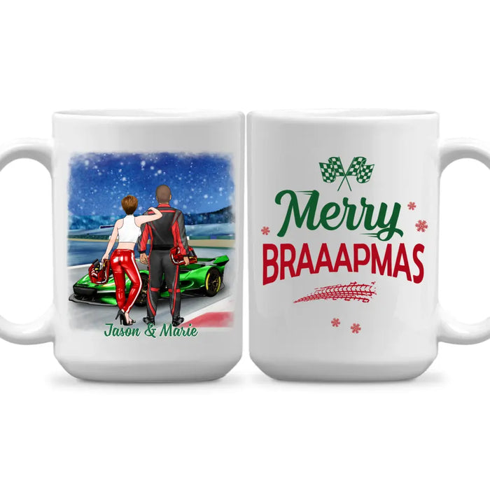 Personalized Mug, Have Yourself A Braaaping Christmas, Racing Couple, Christmas Gift For Racing Lovers, Couples