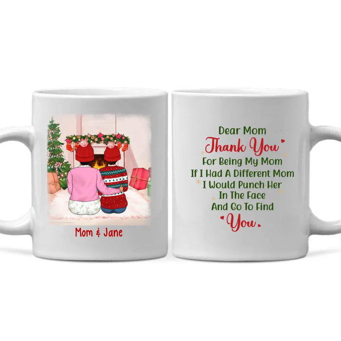 Mom and 3 Daughters Forever Never Apart - Christmas Personalized Gifts Custom Mug for Mom for Daughter