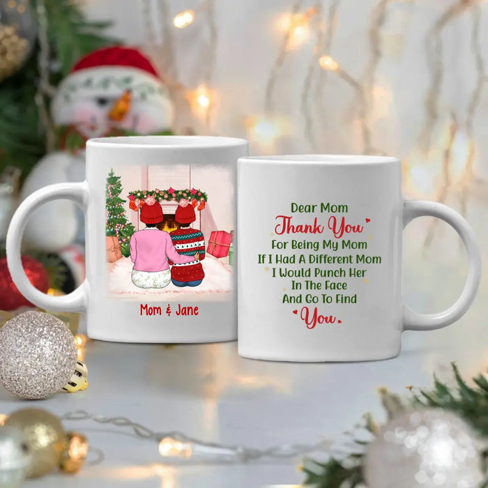 Mom and 3 Daughters Forever Never Apart - Christmas Personalized Gifts Custom Mug for Mom for Daughter